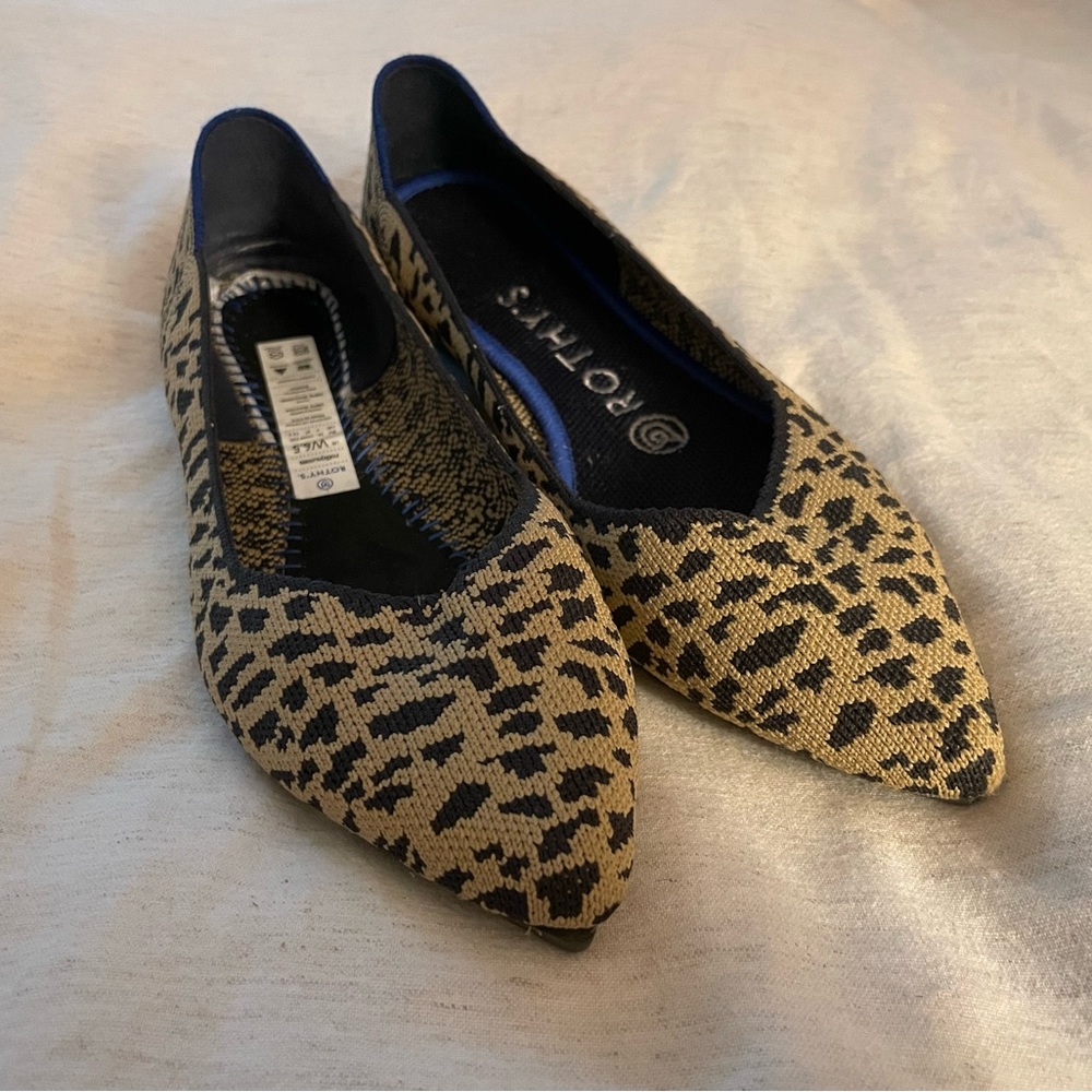 Rothy’s The Point Leopard Print Flats size 6.5 (missing 1 insert)